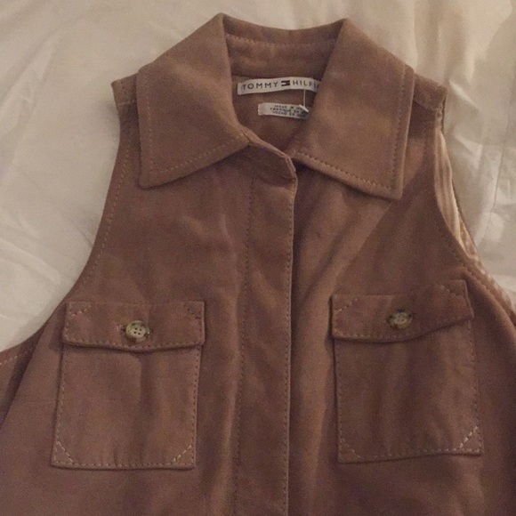 Tommy Hilfiger Dresses & Skirts - Tommy Hilfiger 100% Leather Brown Collar Dress